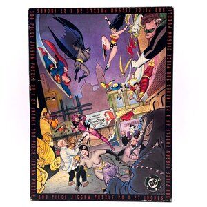 DC Comic League of Super Heroes 300 Piece Comic Book Style Jigsaw Puzzle Vintage